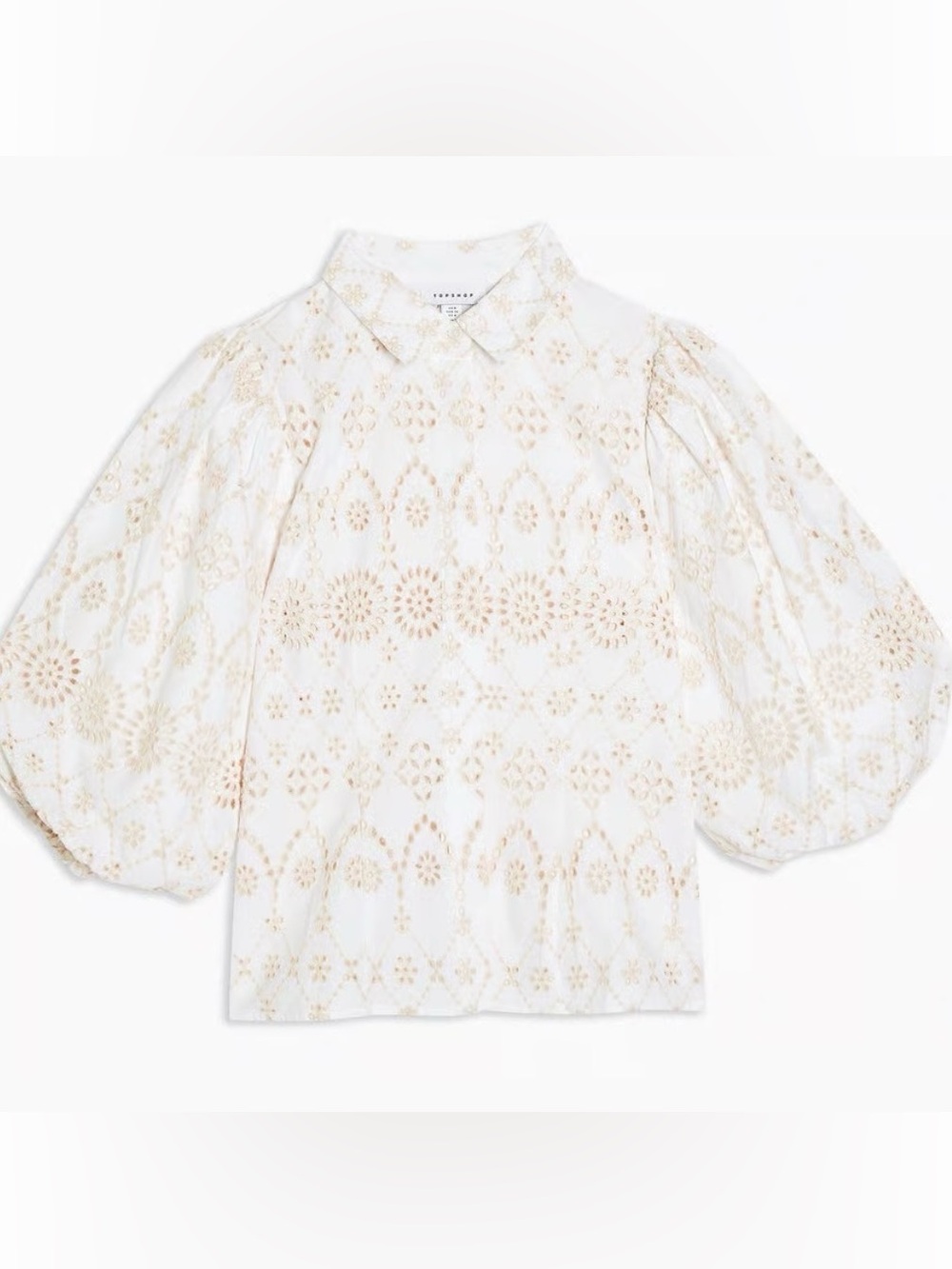 Tapshop Embroidered Eyelet Button Down Blouse Size 4